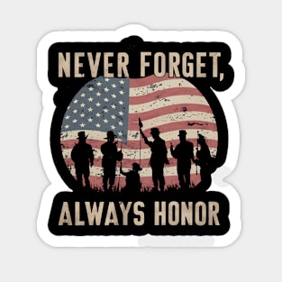 "Never Forget, Always Honor", Retro Design Sticker